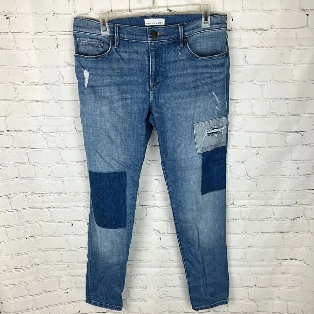 Loft Relaxed Skinny Distressed Patch Jeans Size 29/8